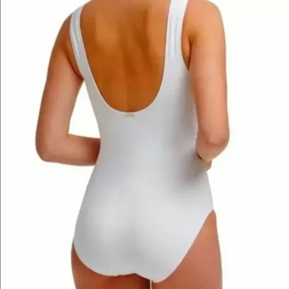 NEW Calvin Klein soft white high neck tummy control one piece swimsuit 12 - Picture 3 of 11
